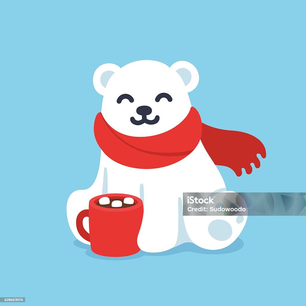 Cute Polar Bear With Hot Chocolate Cup Stock Illustration - Download Image  Now - Polar Bear, Christmas, Cute - iStock