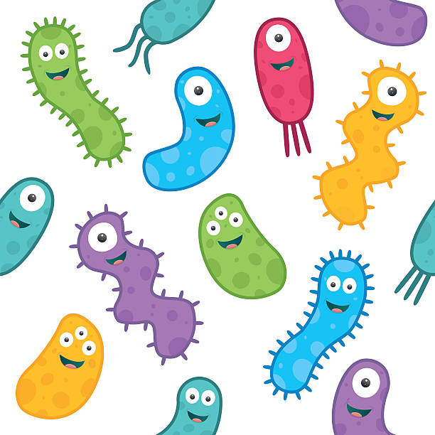 Set of colorful germs in a repeat pattern Set of colorful germs in a repeat pattern puke green color stock illustrations