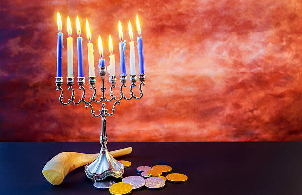 Jewish holiday hanukkah celebration tallit vintage menorah
