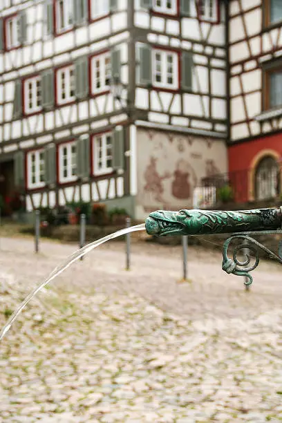 fountain in   the medieval town of Schiltach , black forest, Germany
