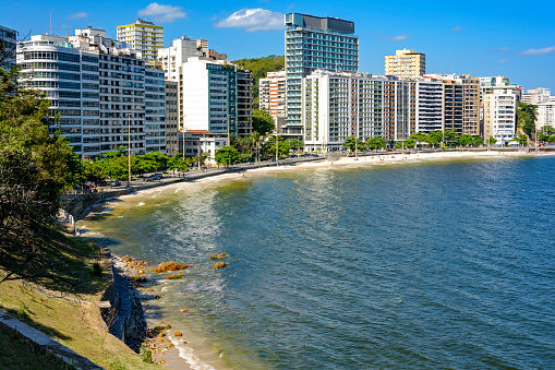 View of Icarai Beach in Niteroi with with waterfront and surrounding buildings