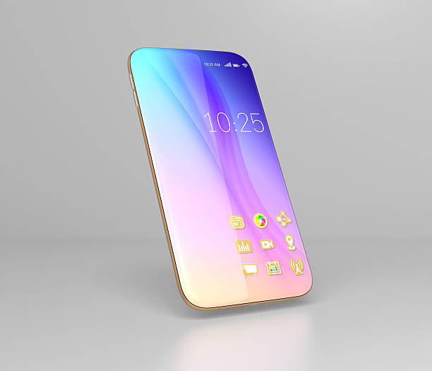 istock Full screen smartphones isolated on gray background 628618502