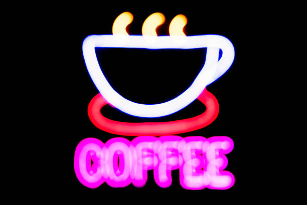 istock Coffee shop neon sign defocused abstract background 628647222