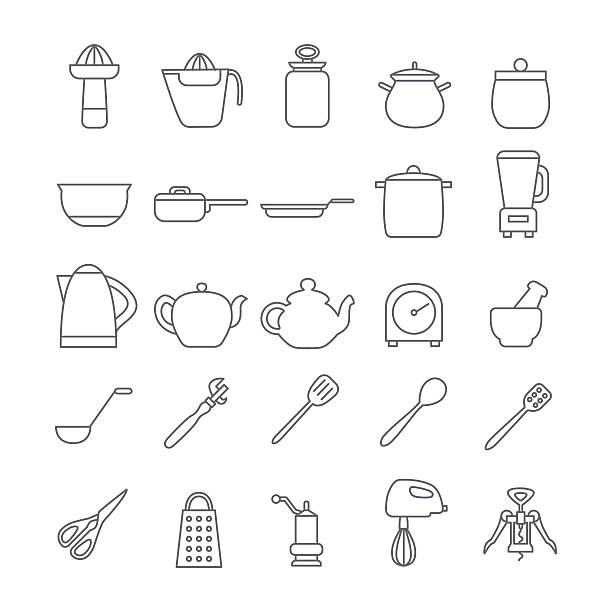 illustrations, cliparts, dessins animés et icônes de icônes appareils de cuisine - kettle foods