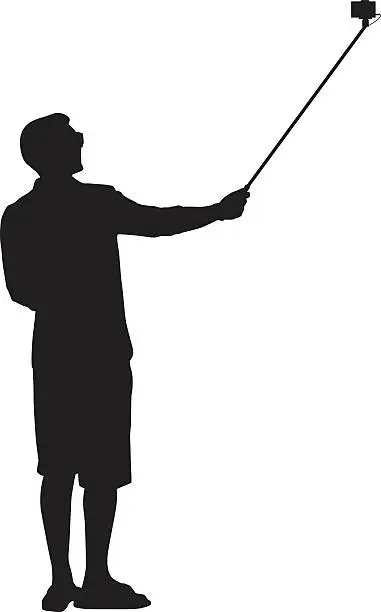 Vector illustration of Man Using Selfie Stick