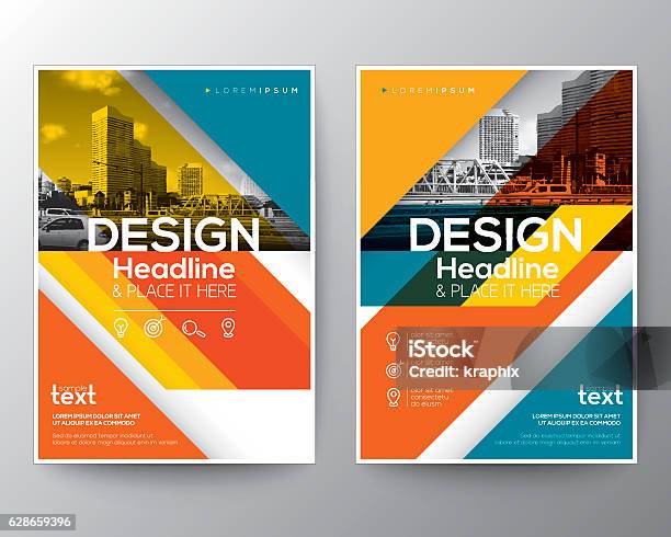Rote Und Orange Diagonale Linie Broschüre Jahresbericht Cover Flyer Stock Vektor Art und mehr Bilder von Lageplan
