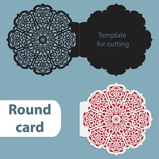 Vector illustration of Laser cut wedding round card template