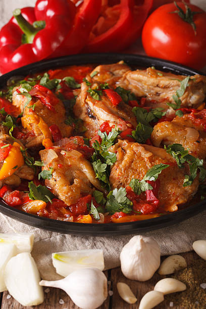 istock Tasty chicken stew with vegetables and ingredients close-up 628660344