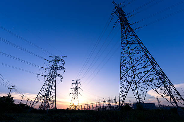 istock pylons near power station 628660668