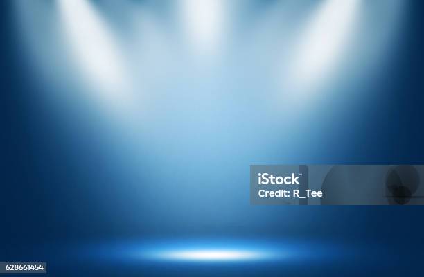 Blue Spotlight Effect Night Background Stock Photo - Download Image Now - Spotlight, Stage - Performance Space, Backgrounds