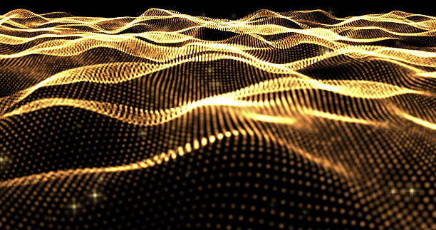 istock Abstract background of gold particle wave 628662574