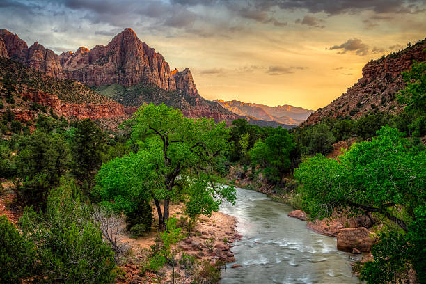 istock River Through Zion at Sunset, Zion National Park, Utah 628662976