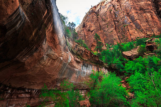 Water off Emerald Falls, Zion National Park, Utah stock photo