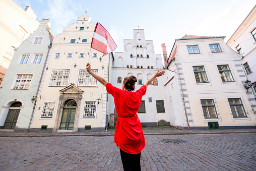 Woman traveling in Riga