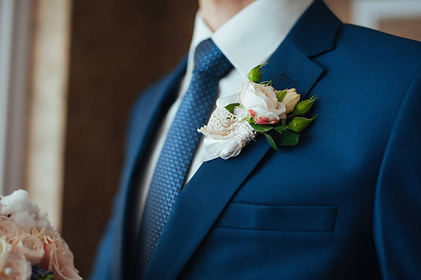 istock Groom in a blue suit with  tie 628665496