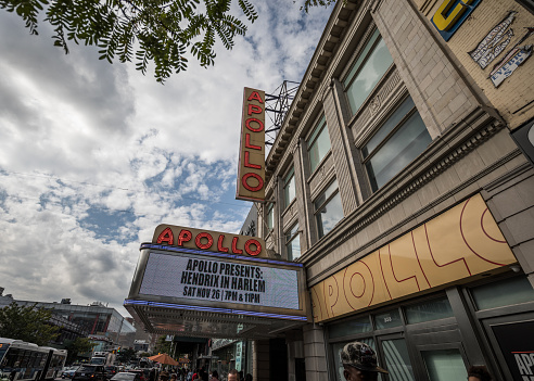 New York City, United States - October 3, 2016: The famous Apollo Theatre on Dr. Martin Luther King Jr. Boulevard in Harlem, New York City, United States.