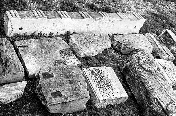 Old Christian cemetery with blurry grave background.