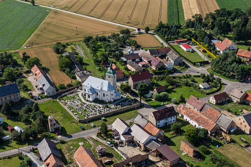 aerial view of  the Ratnowice village near Nysa city  in Poland