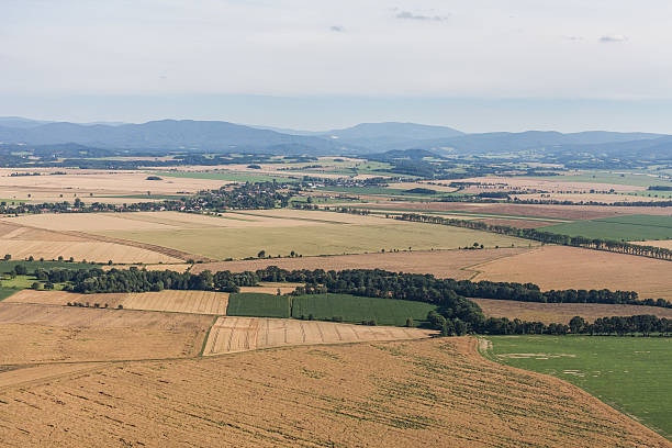 istock aerial view of green harvest fields 628697714