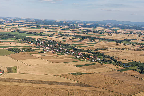 istock aerial view of green harvest fields 628708348