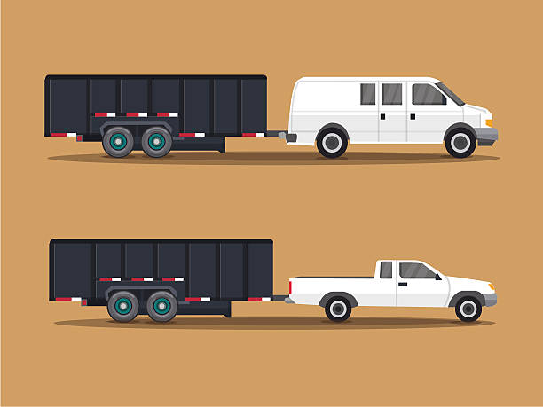 illustrazioni stock, clip art, cartoni animati e icone di tendenza di van truck set illustrazione vettoriale - camion