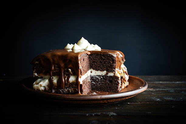 Delicious homemade chocolate cake stock photo