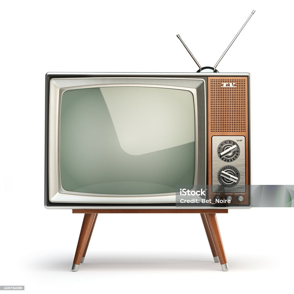 Retro-TV-Set isoliert auf weißem Hintergrund. Kommunikation, medien - Lizenzfrei Fernseher Stock-Foto