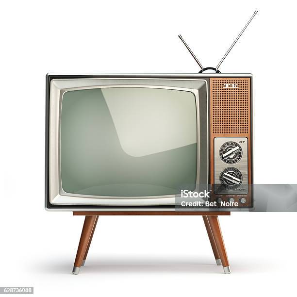 Retro Tv Set Isolated On White Background Communication Media Stock Photo - Download Image Now
