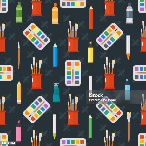 Artist Tools Pattern Art Tools Seamless Pattern Ector Illustration Stock Illustration ...