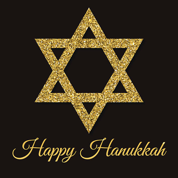 istock Happy Hanukkah card. Star of David with gold glitter effect 628737542
