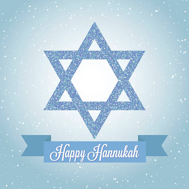 istock Happy Hanukkah greeting card with Star of David and ribbon. 628737626