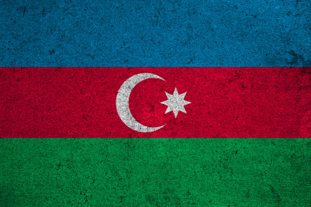istock Azerbaijan flag on an old grunge background 628737984