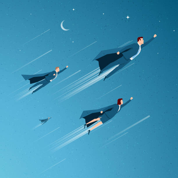 wektor ilustracja koncepcja biznesowa - superhero flying heroes business stock illustrations