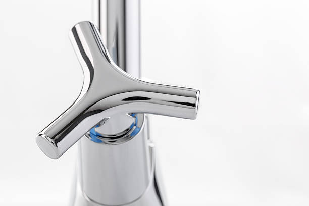 istock Mixer cold hot water. Modern faucet  bathroom.  Kitchen tap . 628739608
