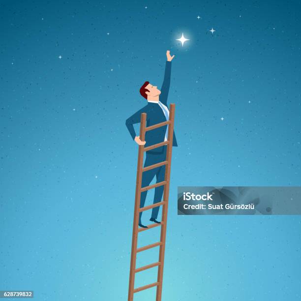 Business Concept Vector Illustration Stock Illustration - Download Image Now - Success, Ladder, Reaching