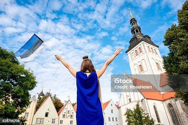 Woman Traveling In Tallinn Stock Photo - Download Image Now - Adult, Architecture, Baltic Countries