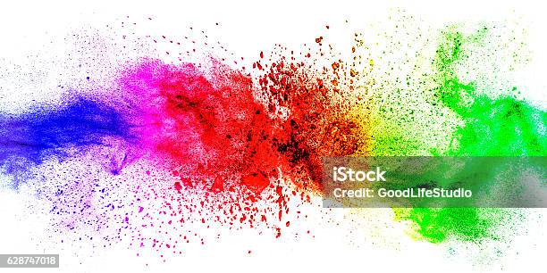 Exploding Colorful Abstract Background Stock Photo - Download Image Now - Powder Snow, Talcum Powder, Exploding