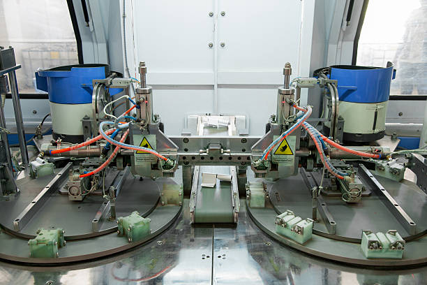 istock machine for the production of door and window hinge 628753716