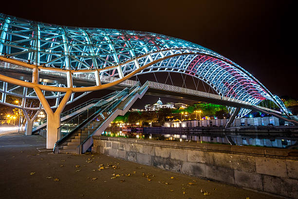 istock Pedestrian bridge of peace over the Mtkvari (Kura) River 628754712