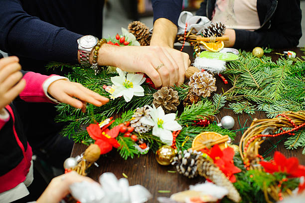 istock the manufacture of Christmas wreath 628759366