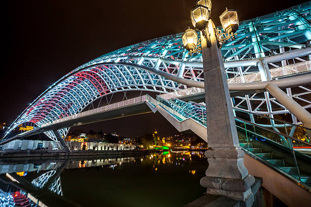 istock Pedestrian bridge of peace over the Mtkvari (Kura) River 628759496