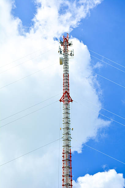 istock The big electric pole under the cloudy and blue sky. 628767036
