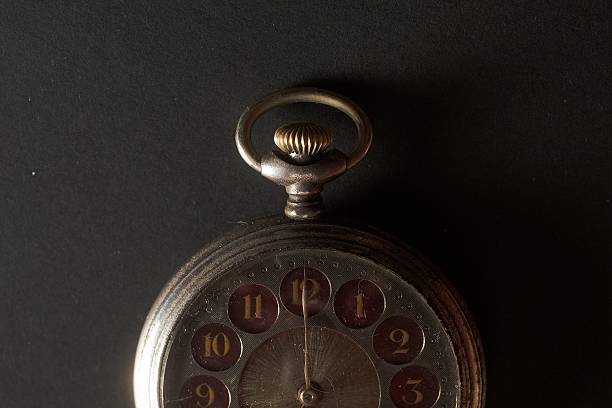 istock Old pocket watch on a black background 628767744
