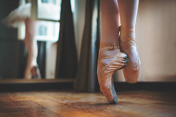 Close up of balerina feet stock photo