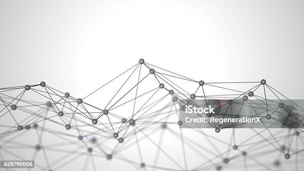 Abstract White Background With Connecting Dots Stock Photo - Download Image Now - White Color, Connection, Abstract