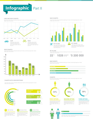 Information Graphics and charts, vector illustration. Bar Graph, Line Graph, Chart, Data, Web Page