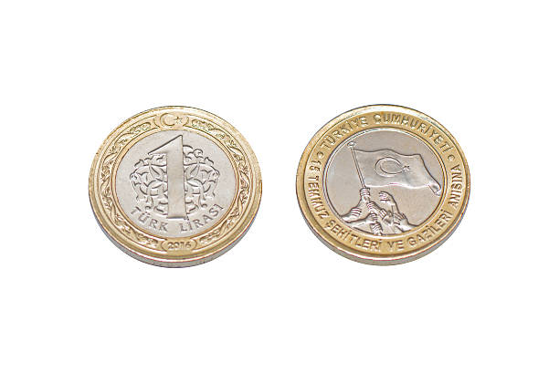 istock New Turkish 1 Lira coin on isolated white background 628792072