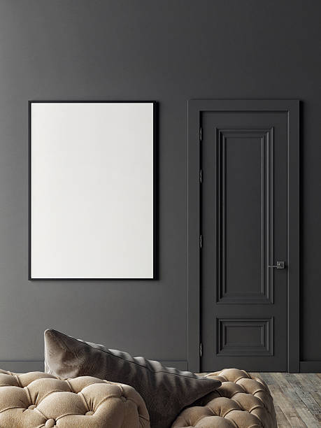 istock White poster in gray room 628792206