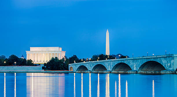 Lincoln Memorial And Washington Monument In Washington DC Lincoln Memorial And Washington Monument In Washington DC arlington memorial bridge photos stock pictures, royalty-free photos & images