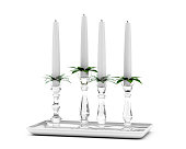 Decorative Christmas Candlestick Holders with White Candles